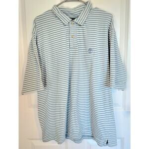 Timberland Men's XXL Blue White Striped Short Sleeve Polo Shirt Cotton Vintage